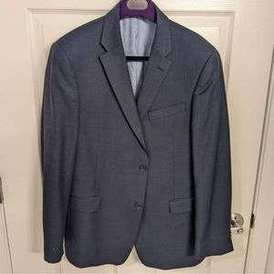 Blue suit jacket, fits size large